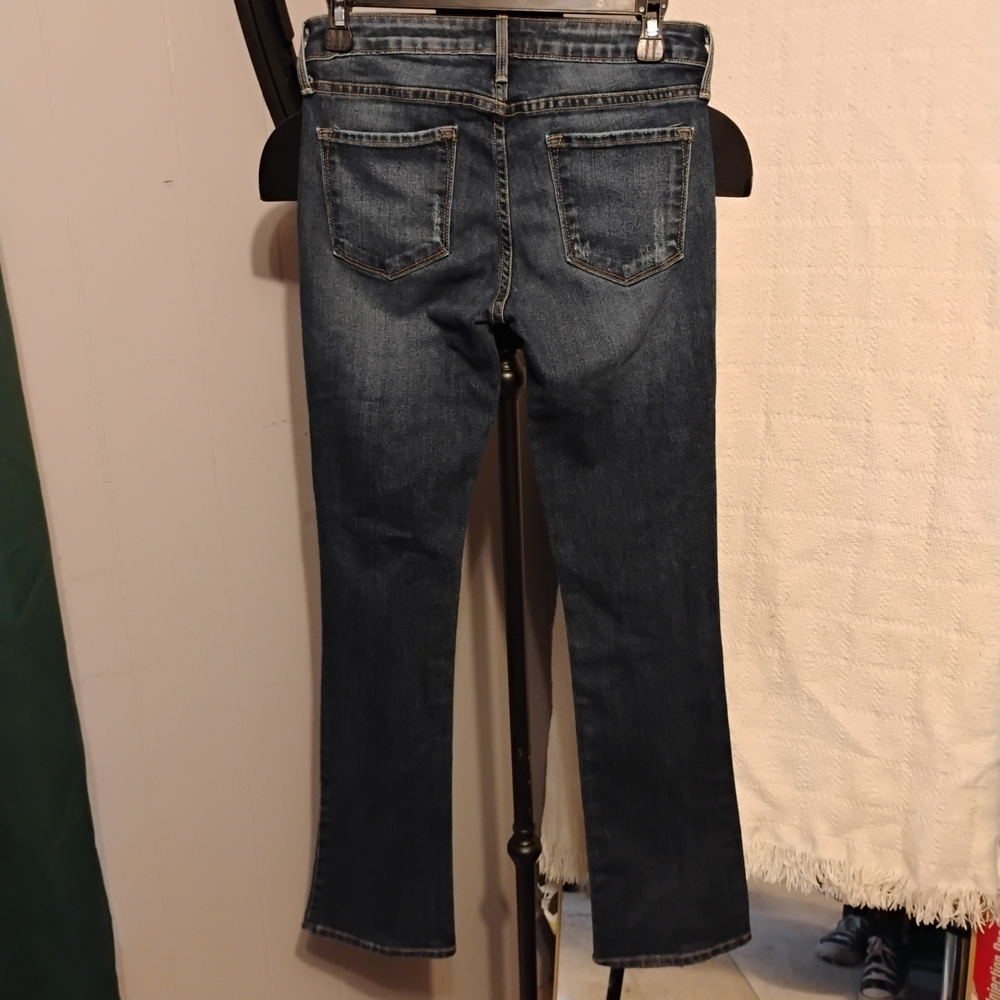 Just Black Women's Dark Blue Flared Jeans with Distressed Detail - Picture 2 of 3